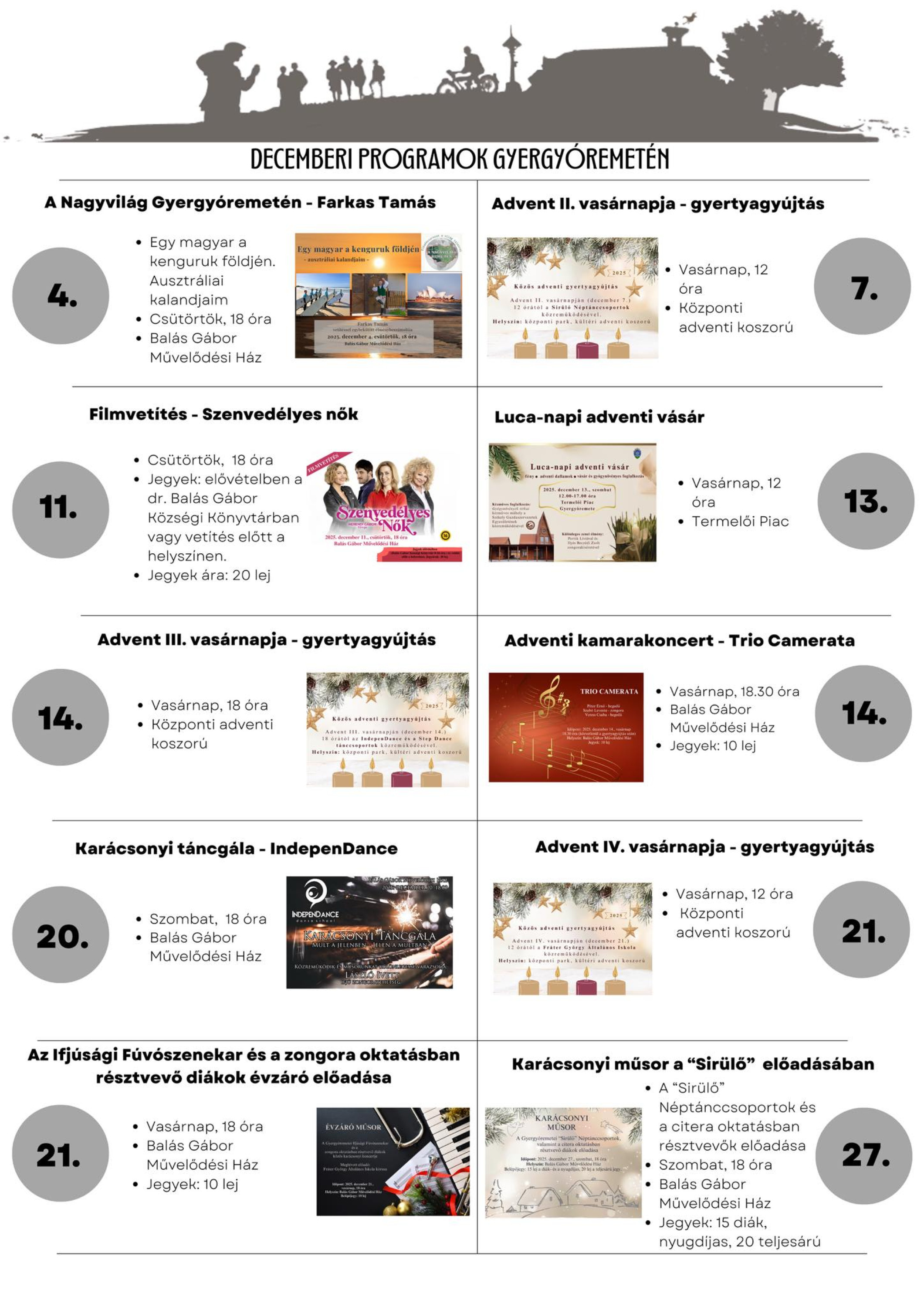 Decemberi programok Gyergyóremetén