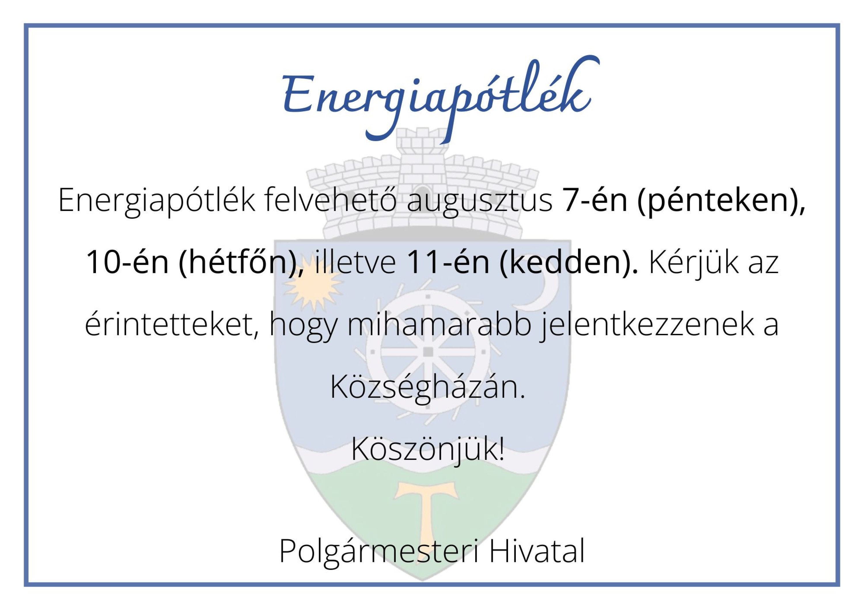 Energiapótlék felvétele