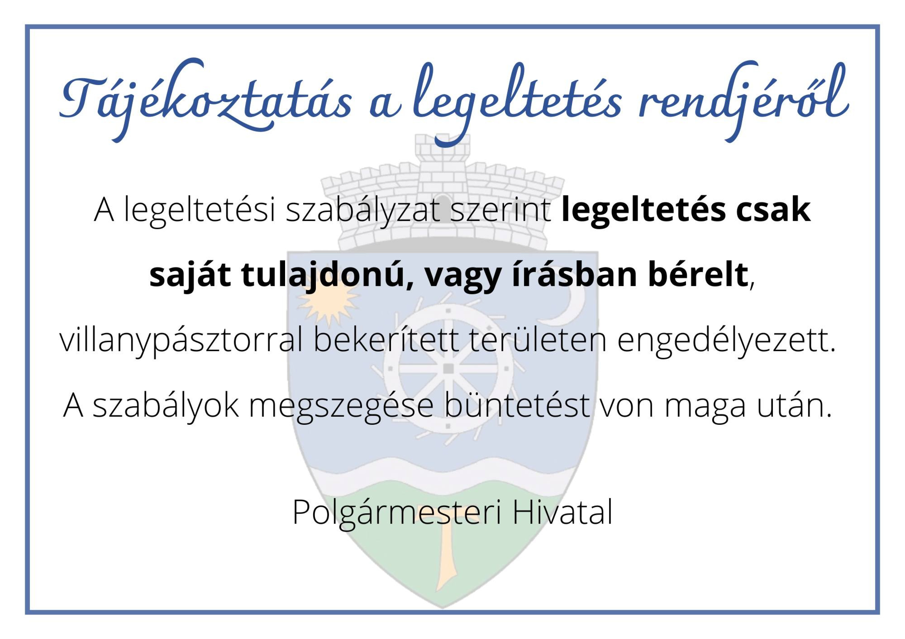 Tájékoztatás a legeltetés rendjéről