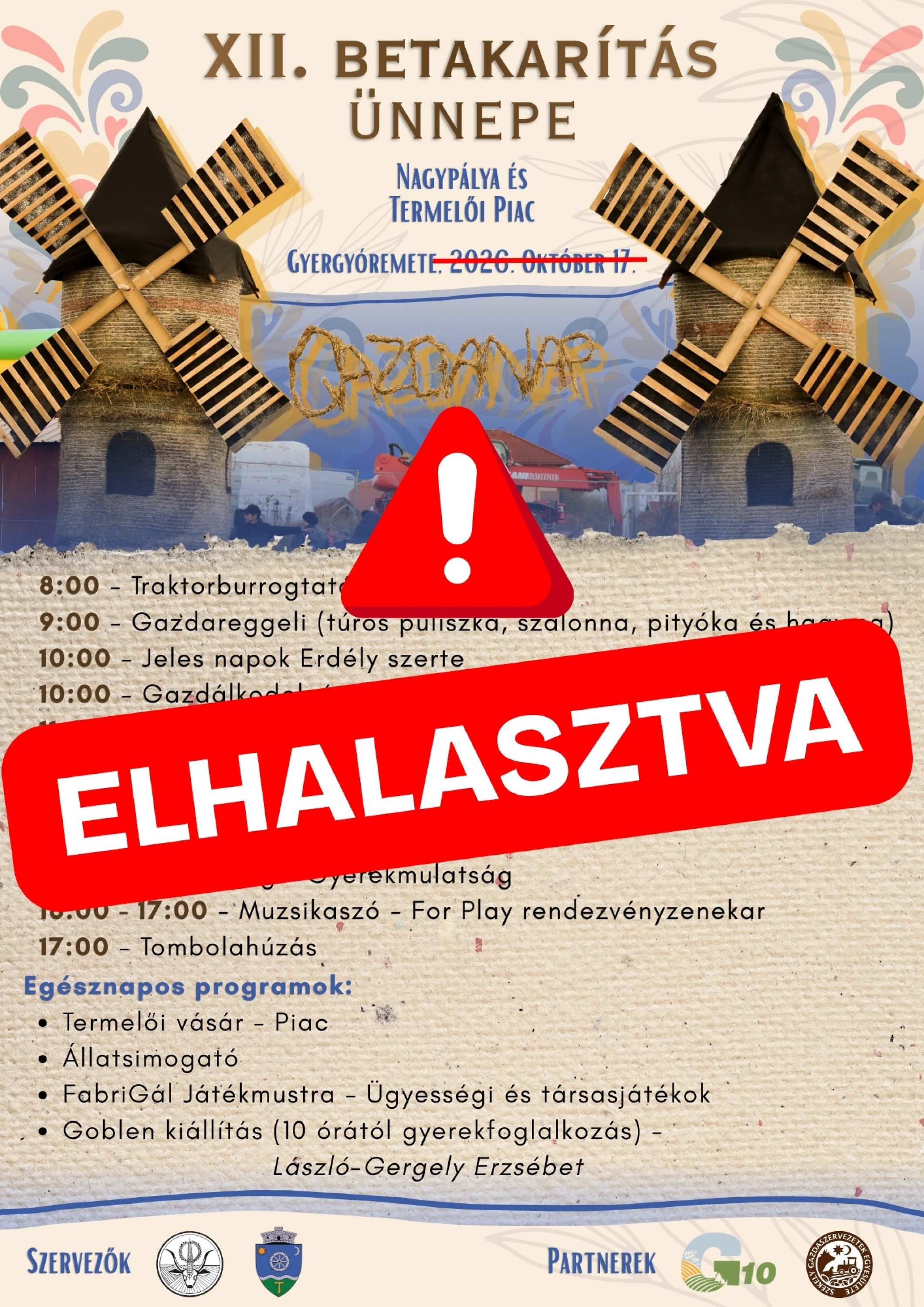 Elhalasztódik a Betakarítás Ünnepe