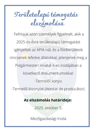 Területalapú támogatás elszámolása